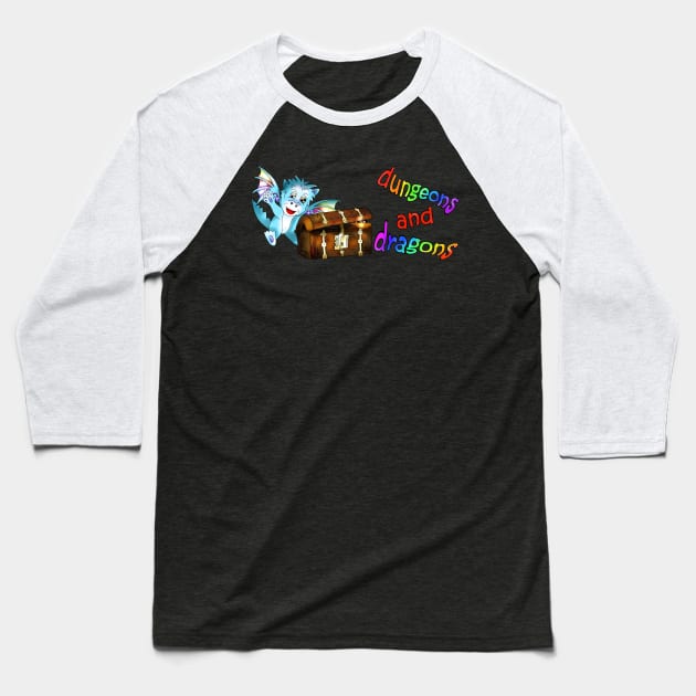 cute dnd dragon and mimic chest Baseball T-Shirt by cuisinecat